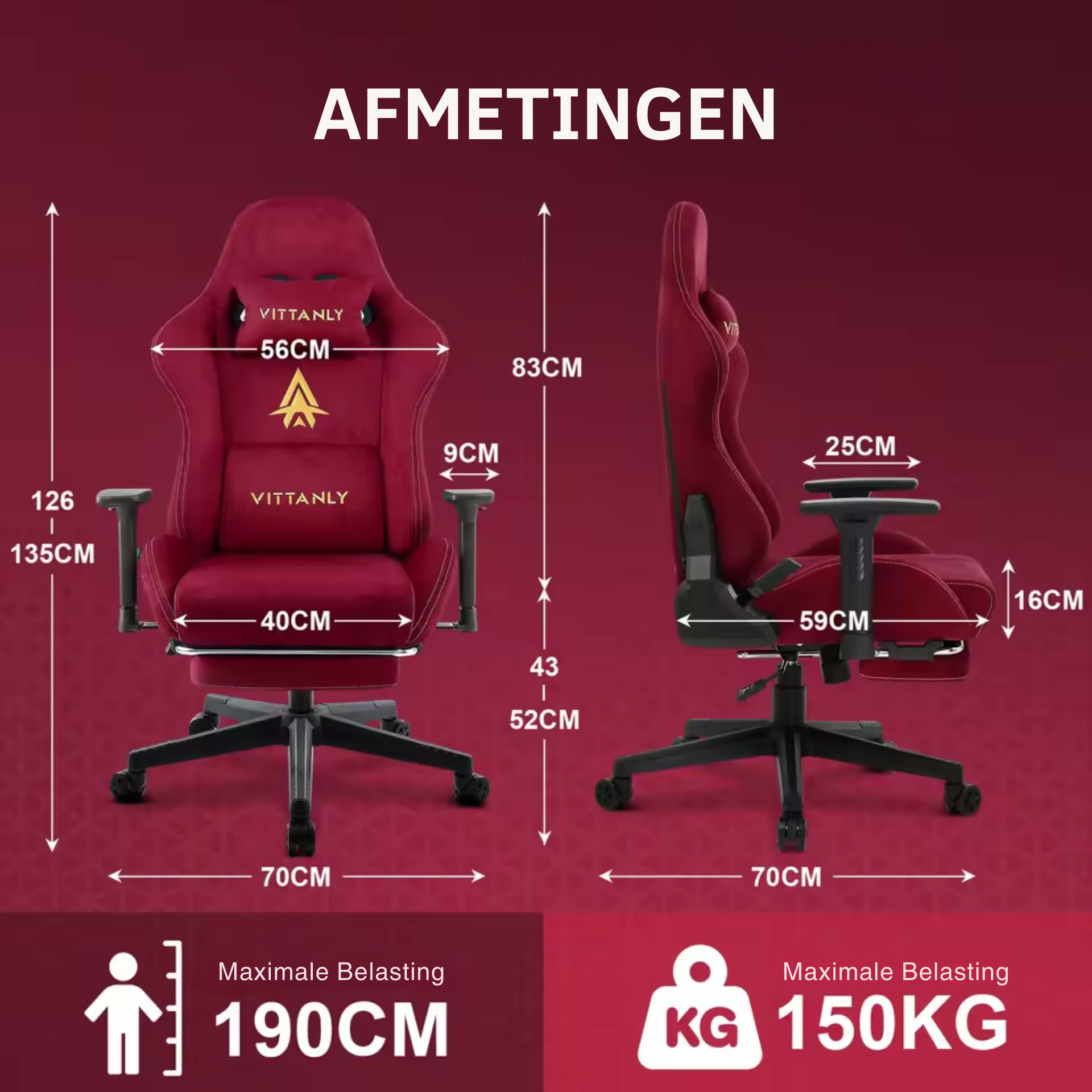 Cythera - Chaise de jeu ergonomique en suède pour adultes