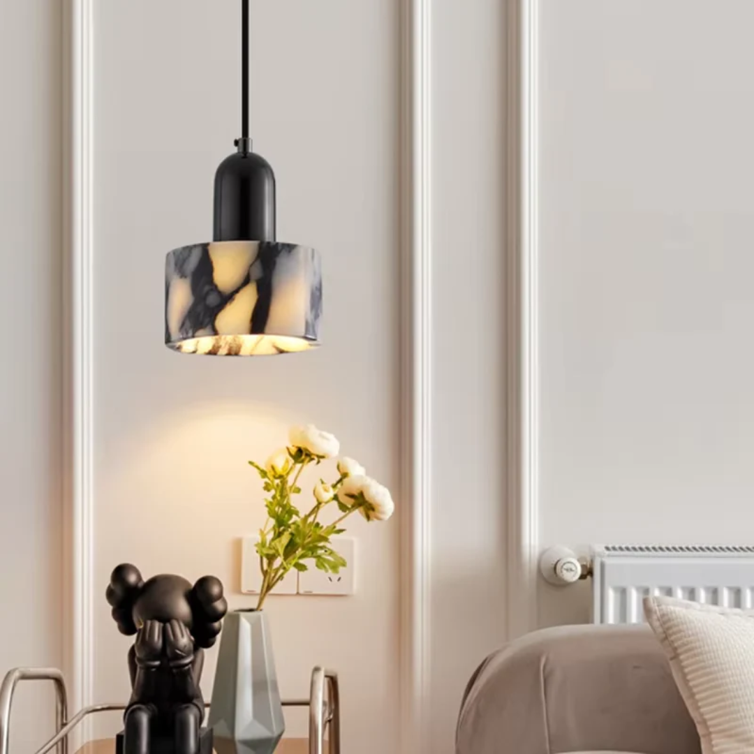 Nuvra - Luxe Zwarte Marmeren Design Hanglamp