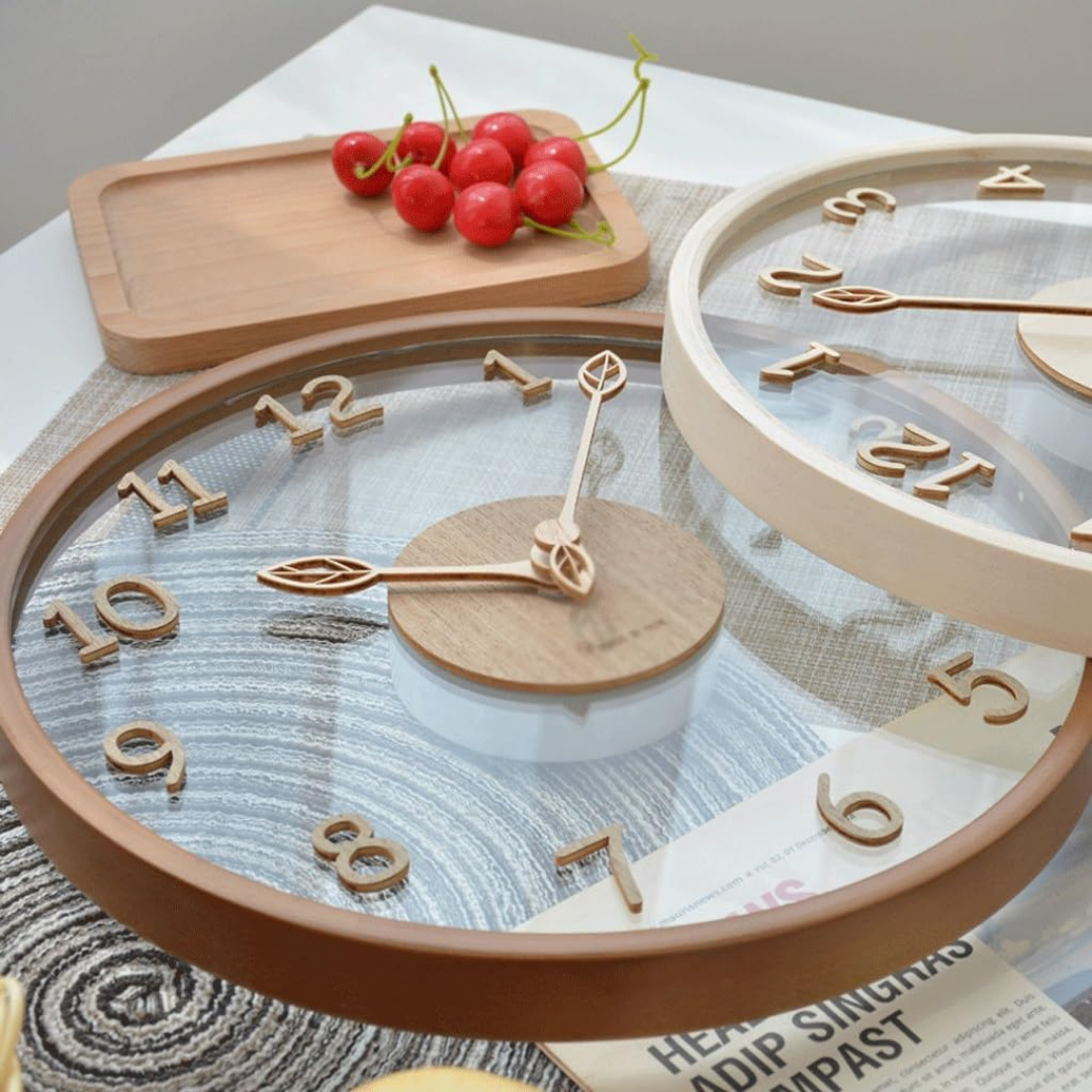 Metron - Stijlvolle Houten Wandklok van Glas