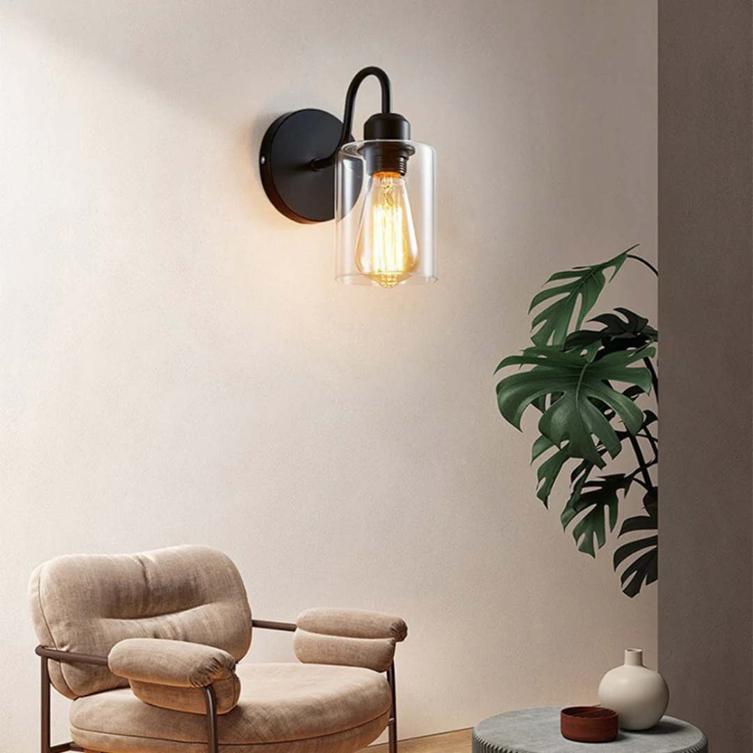 Krato - Moderne Zwarte Ijzeren Wandlamp