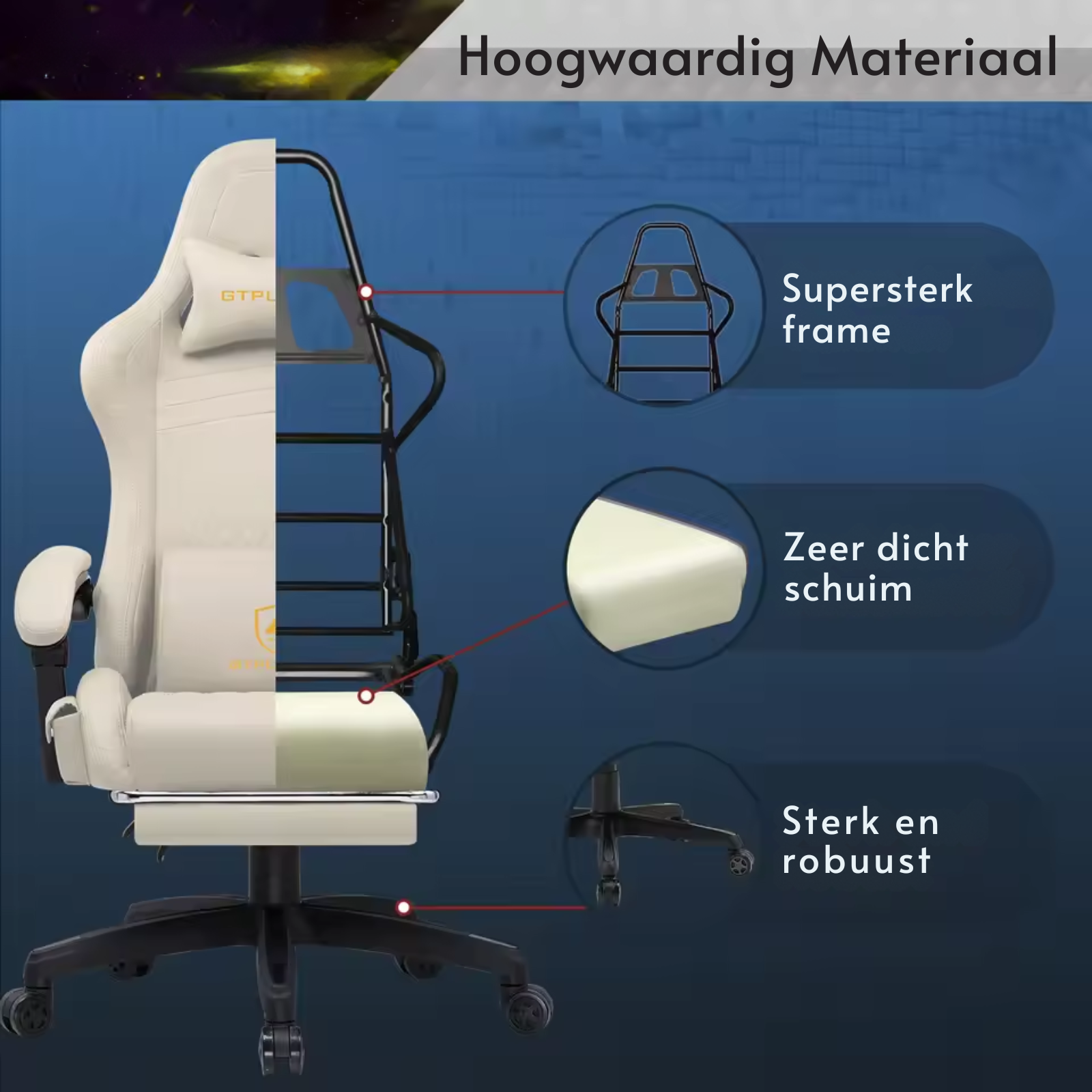 Solvian - Chaise de jeu ergonomique avec repose-pieds et haut-parleurs intégrés