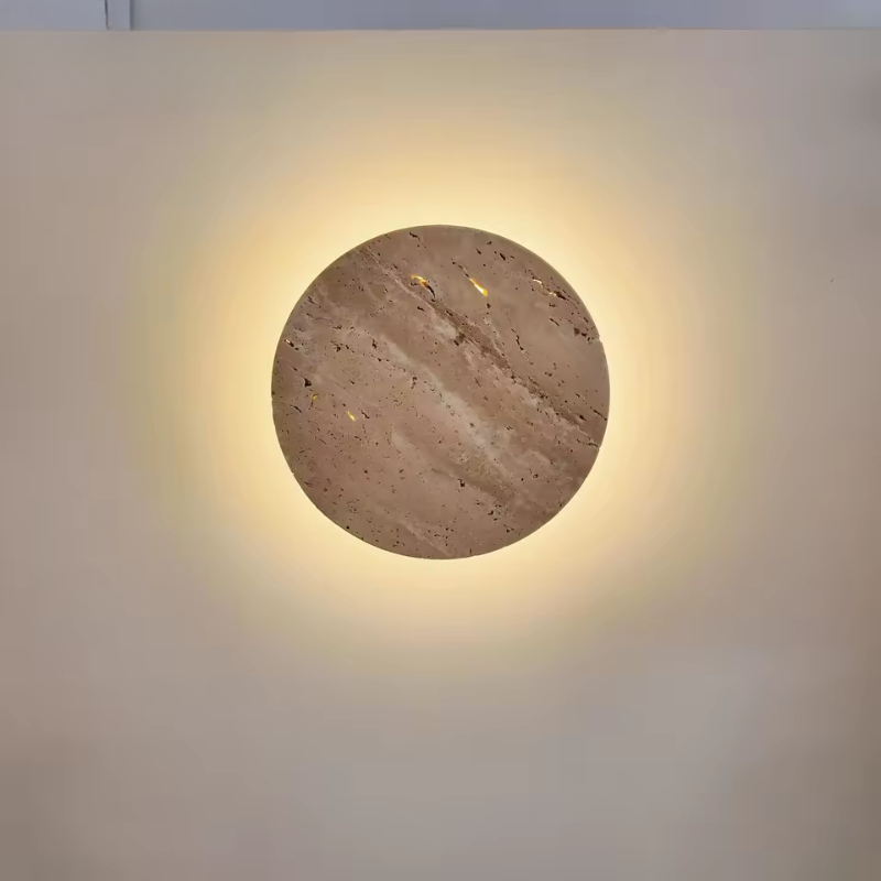 Avernia – Wabi-Sabi Travertin Natuursteen Wandlamp