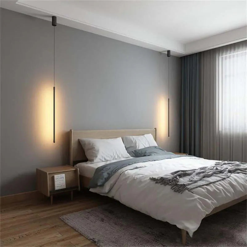 Lorencia - Zwarte Metalen Hanglamp Lineair Minimalistisch Ontwerp