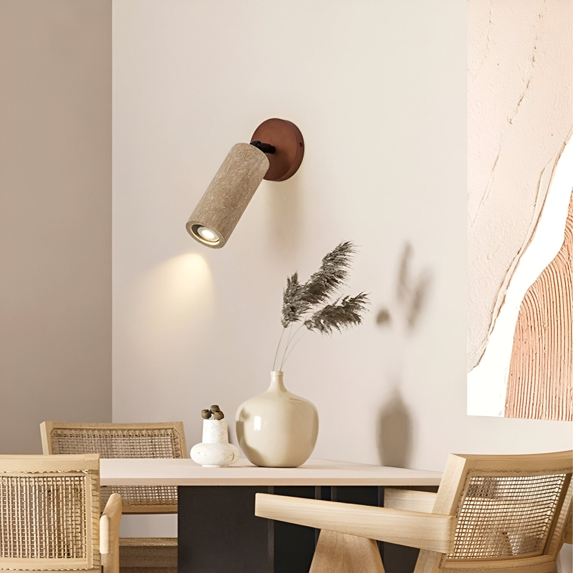 Serapha - Verstelbare Travertin Hout LED Wandlamp en Plafondlamp