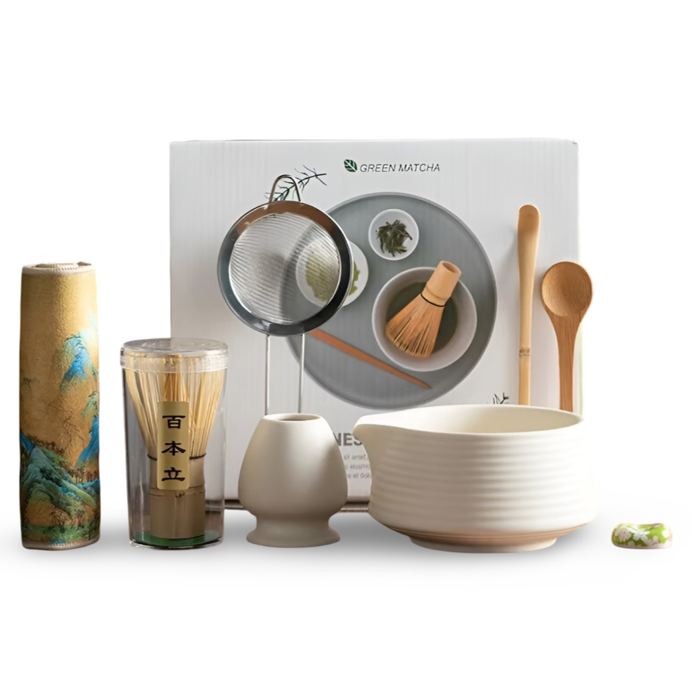 Noriyama – 8-Piece Matcha Set of Pottery and Bamboo with Bowl and Accessories
