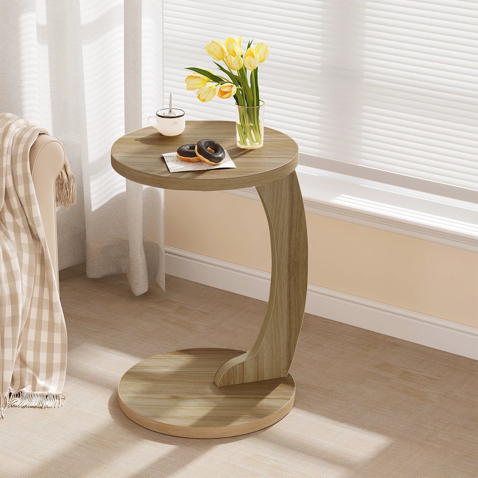 Solenea - C-Vormige Ronde Bijzettafel