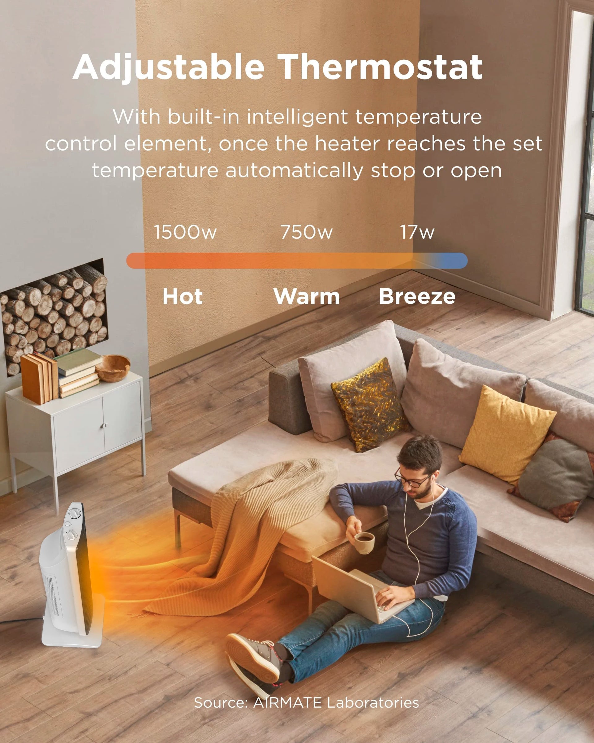 Freynthe - Poêle céramique électrique avec thermostat et oscillation