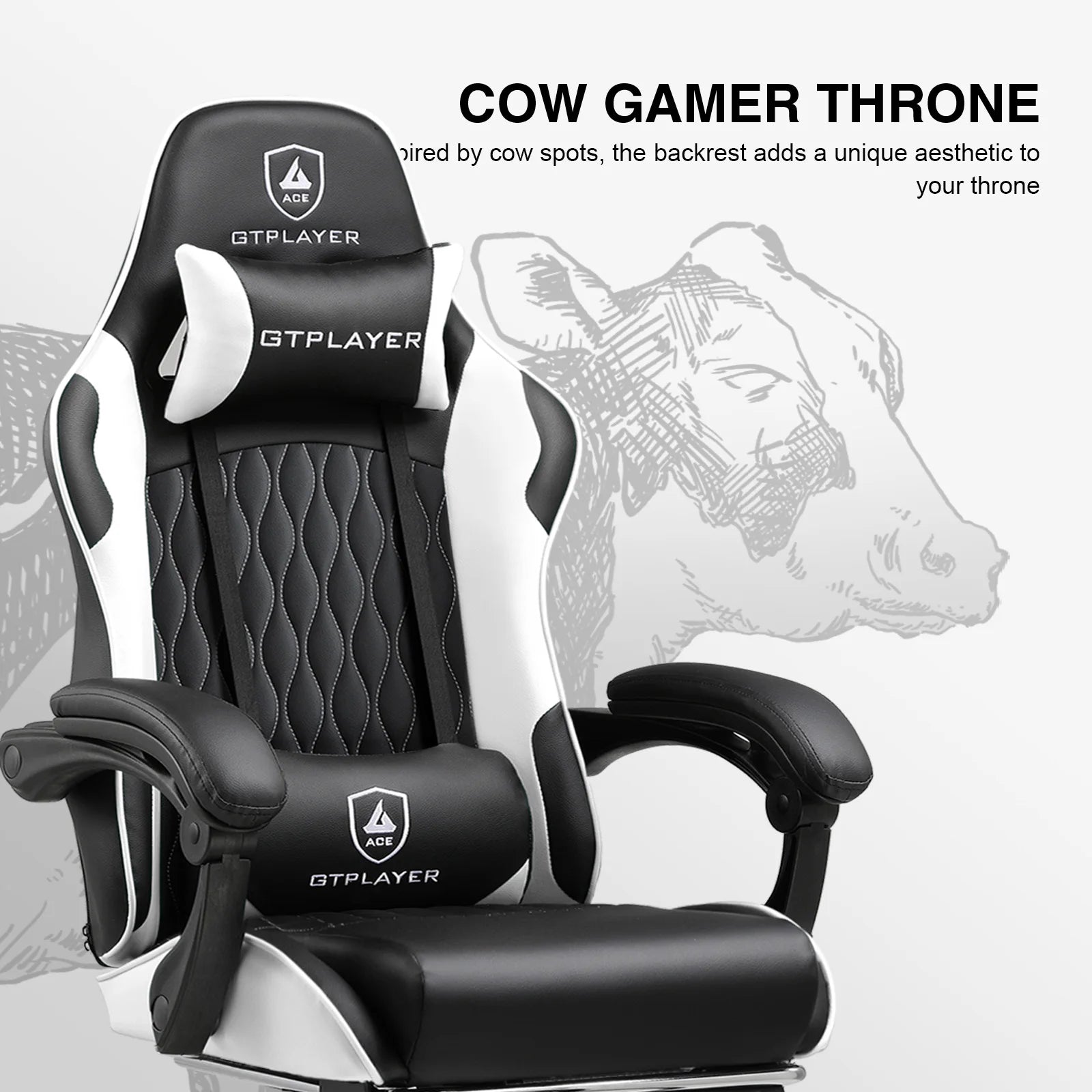 Olyvera - Ergonomische Gamingstoel met Voetsteun en Verstelbare Kussens