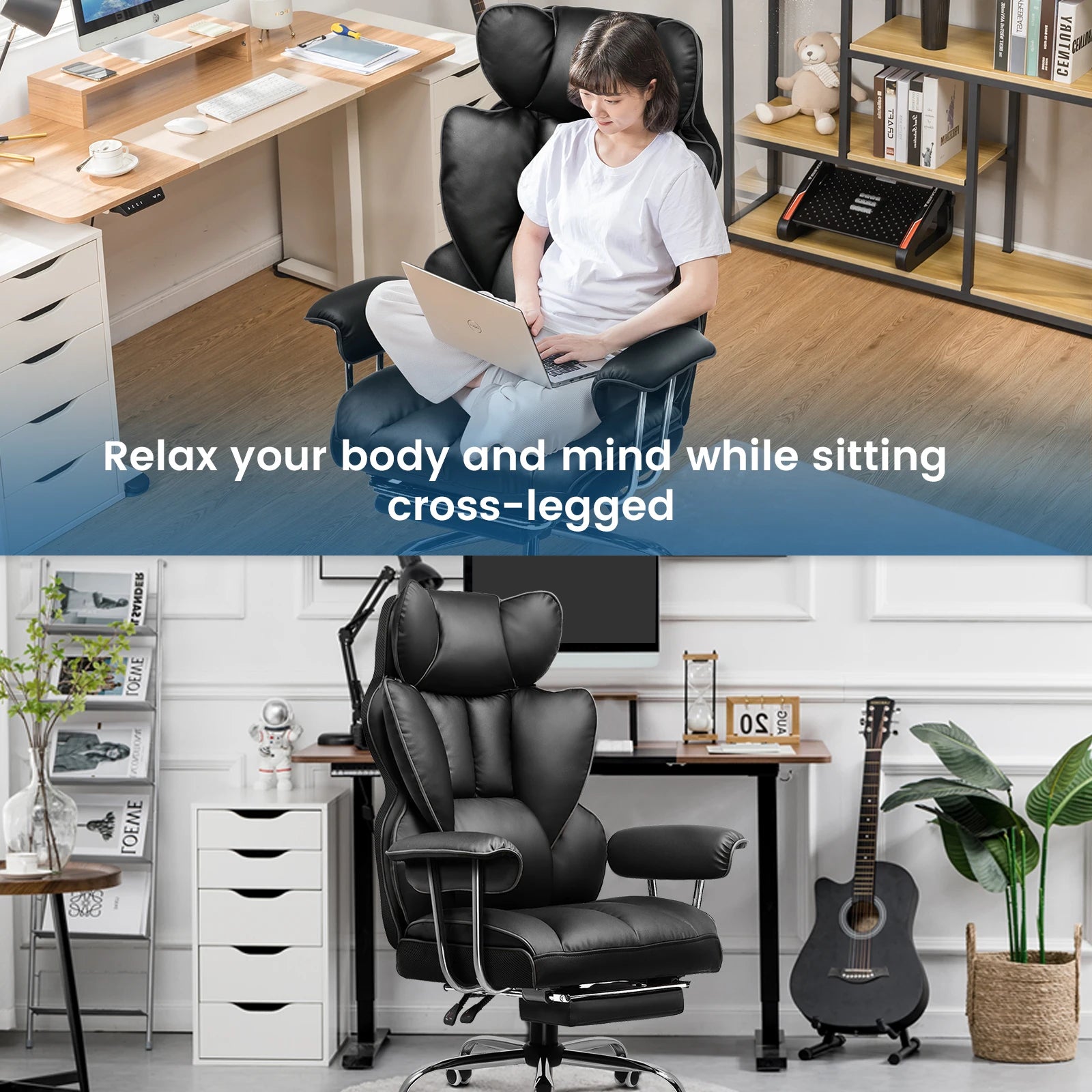 Valona - Ergonomické látkové herní židle s opěrkou nohou a pružným sedákem