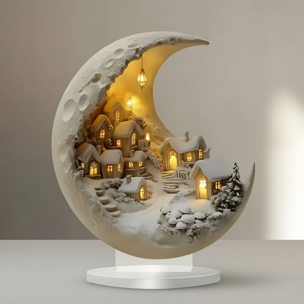 Livelle – Acrylic Moon Lamp with Village Decoration