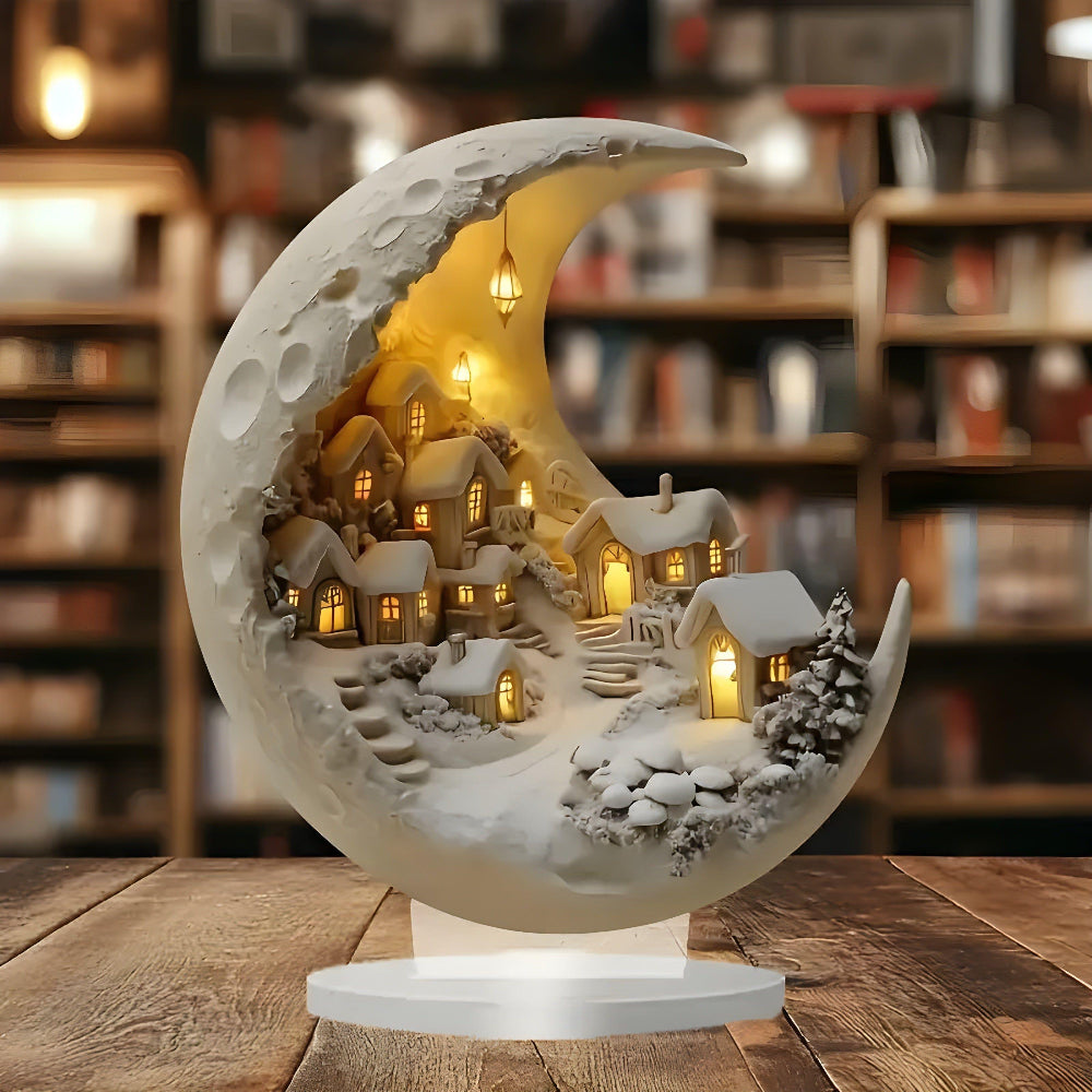 Livelle – Acrylic Moon Lamp with Village Decoration