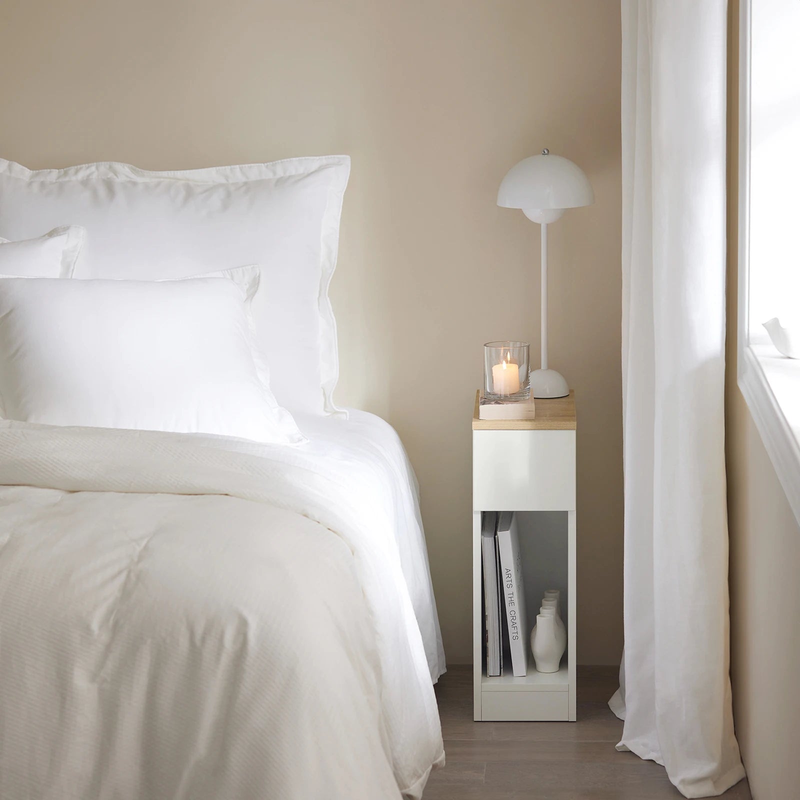 Arvion - Set van 2 Smalle Nachtkastjes met Lade voor Boxspring of Bank