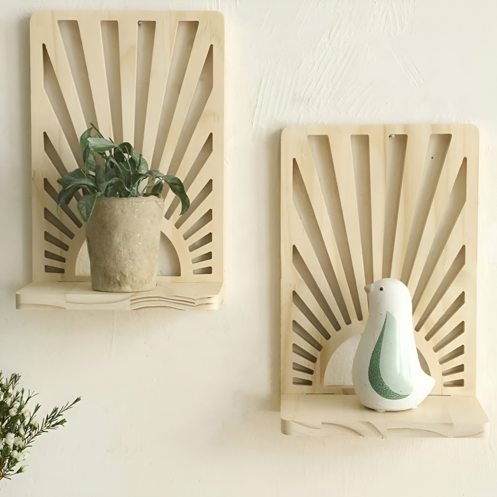 Solmiro – Wooden Sunbeam Wall Shelf