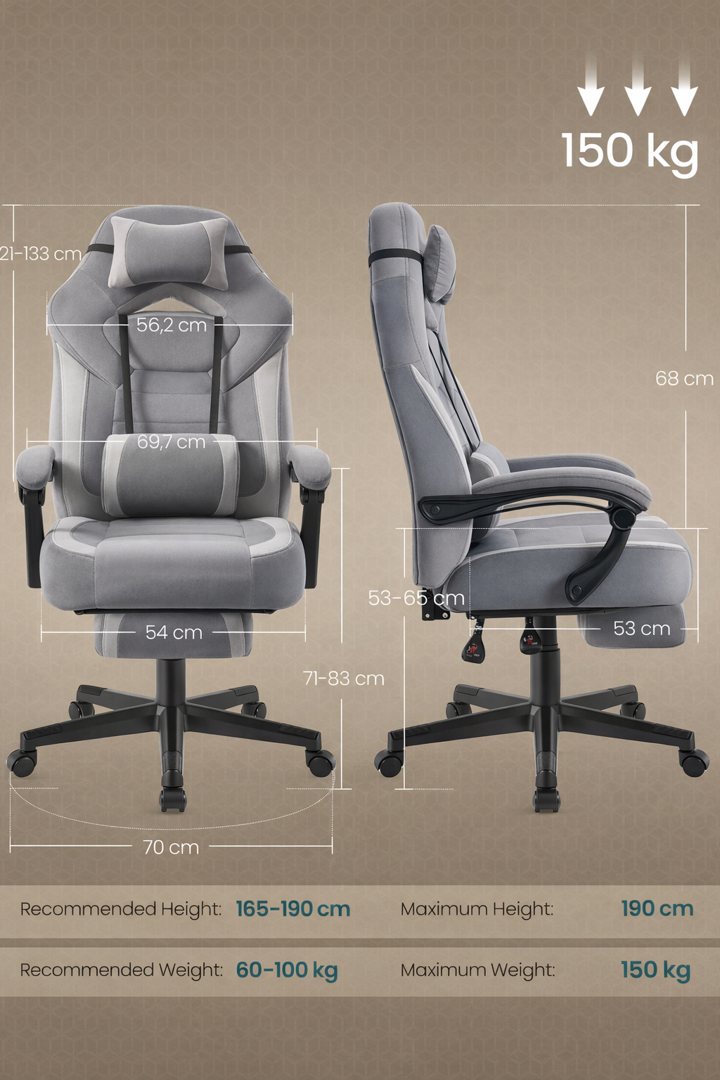 Xandero - Ergonomická herná kancelárska stolička s opierkou na nohy