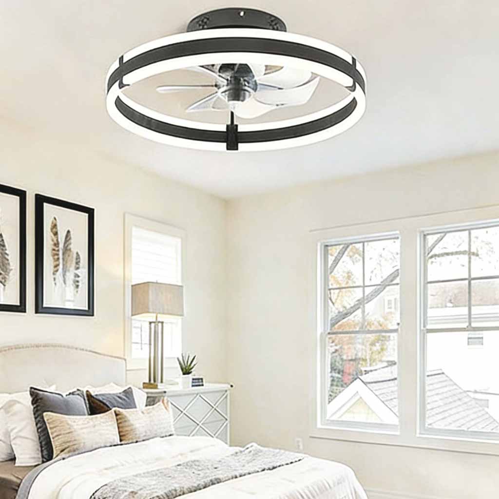 Revio - Round Ceiling Fan Lamp With Double LED Ring