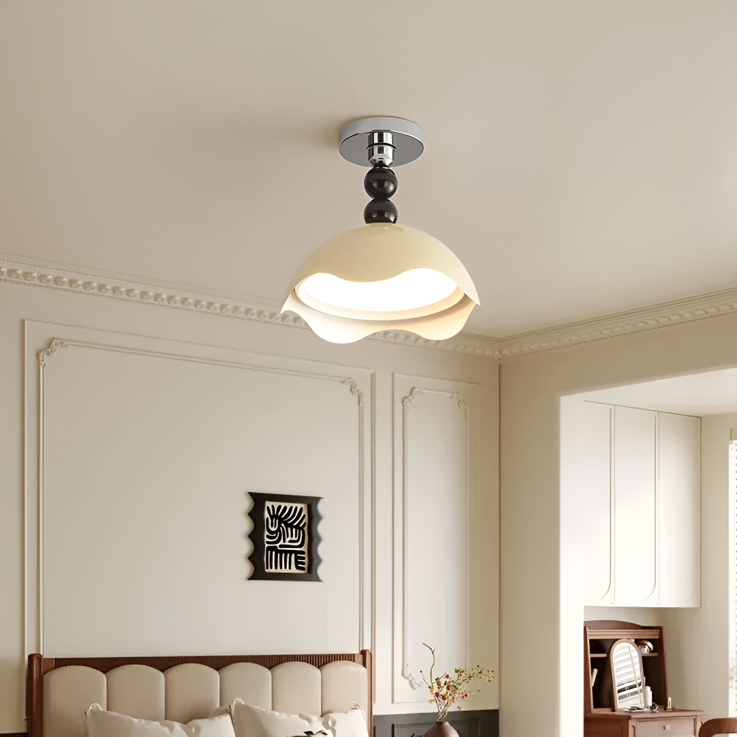 Rheana - Moderne Eierschaal Crème Plafondlamp