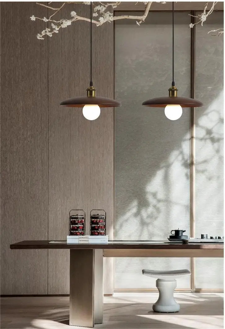 Marentis - Lampada a sospensione in legno scandinavo Arte del vetro Lampada da soffitto LED