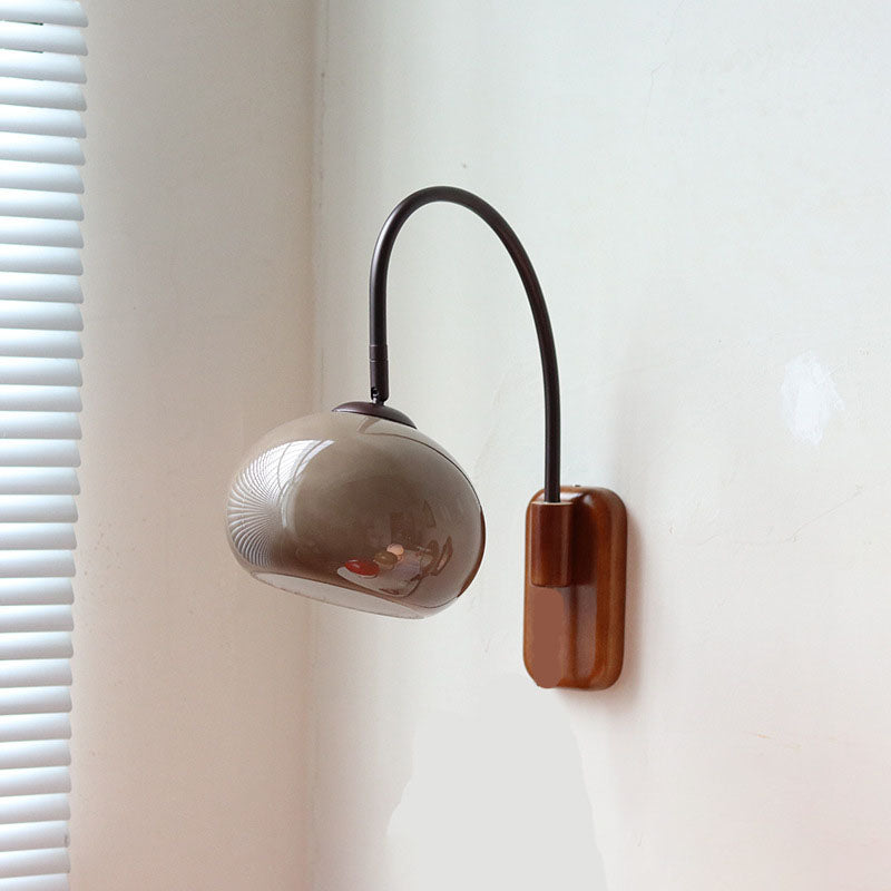 Sorévia - Solid Wood Wall Lamp with Glass Globe