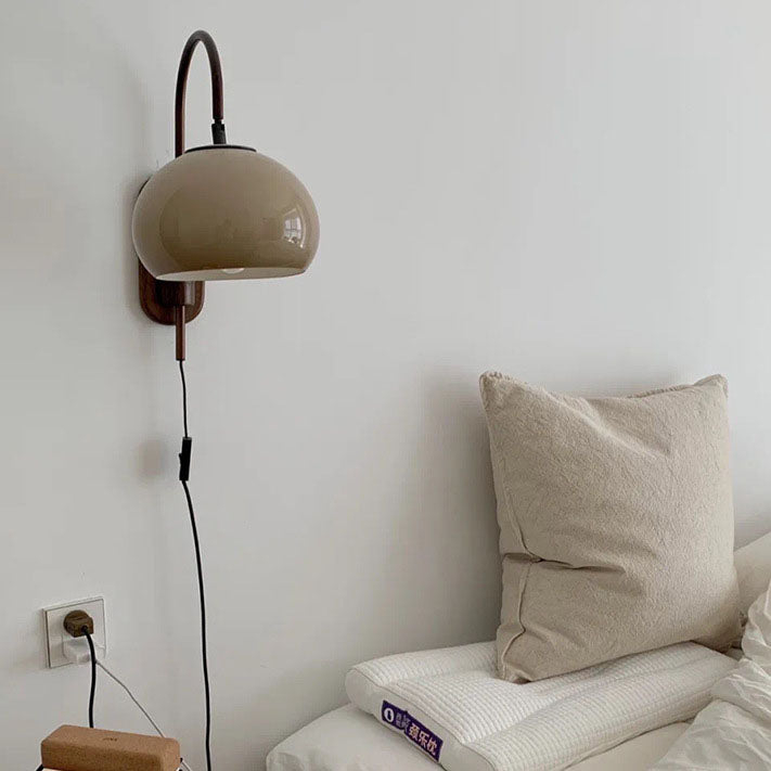 Sorévia - Solid Wood Wall Lamp with Glass Globe