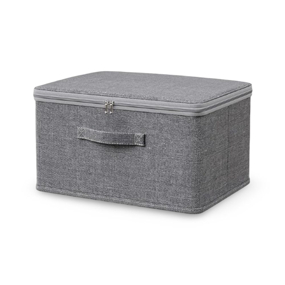 Virell – Gray Fabric Storage Box With Lid