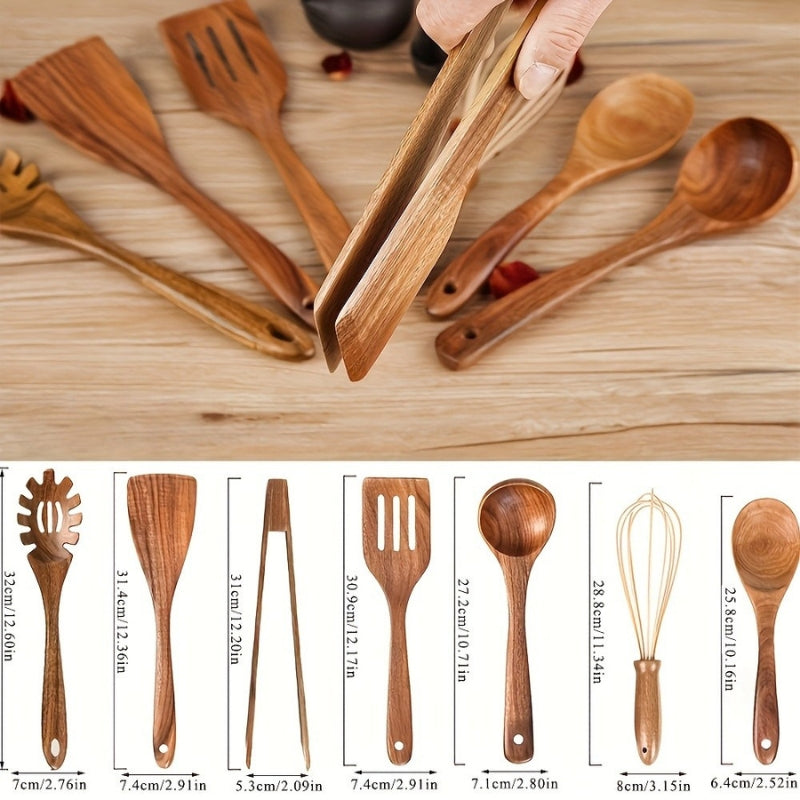 Culinoro – Premium Houten Keukengerei Set (7-delig) voor Elegant en Veilig Koken