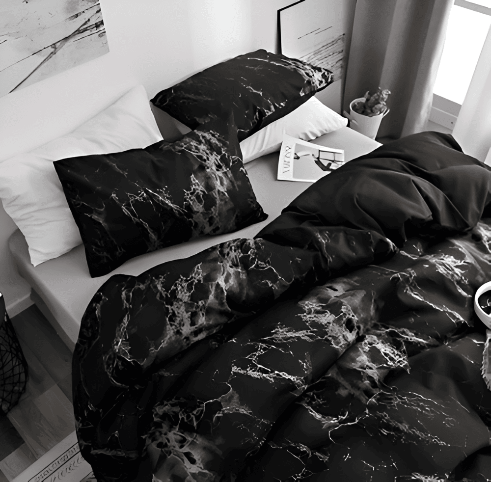 Velitra - Luxe 3-Delige Beddengoedset met Marmerprint