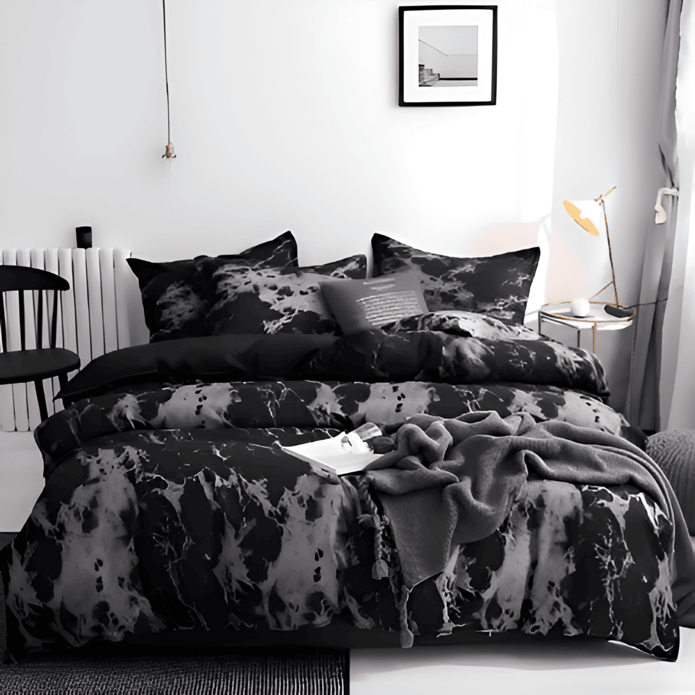 Velitra - Luxe 3-Delige Beddengoedset met Marmerprint