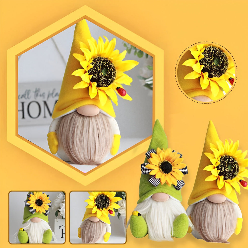 Ardalia - Schattige Handgemaakte Gnoomfiguur met Gele Zonnebloem