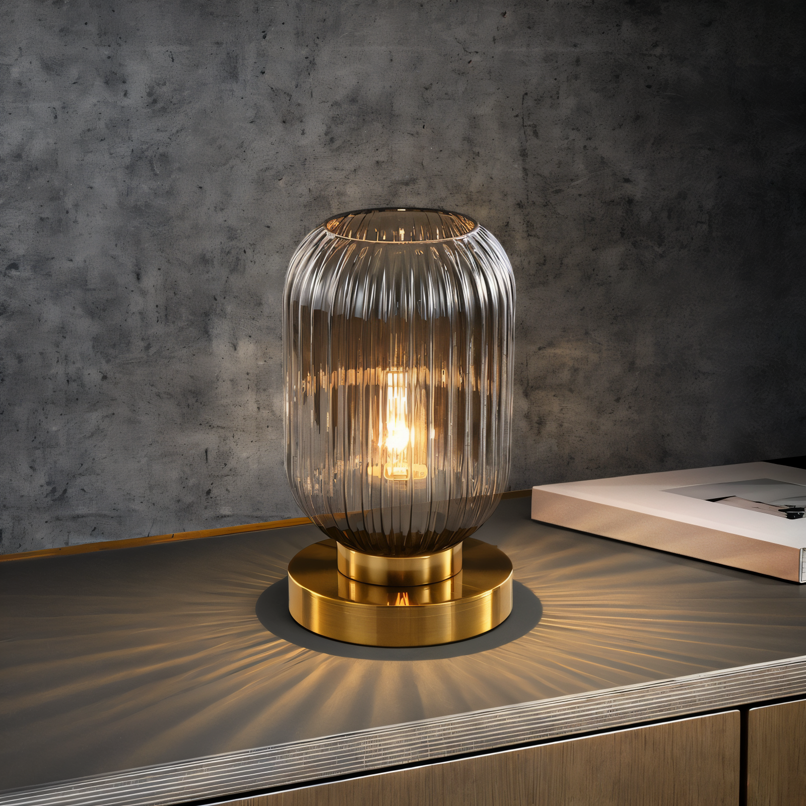 Oriantha - Noordse Tafellamp met Geribbeld Glas