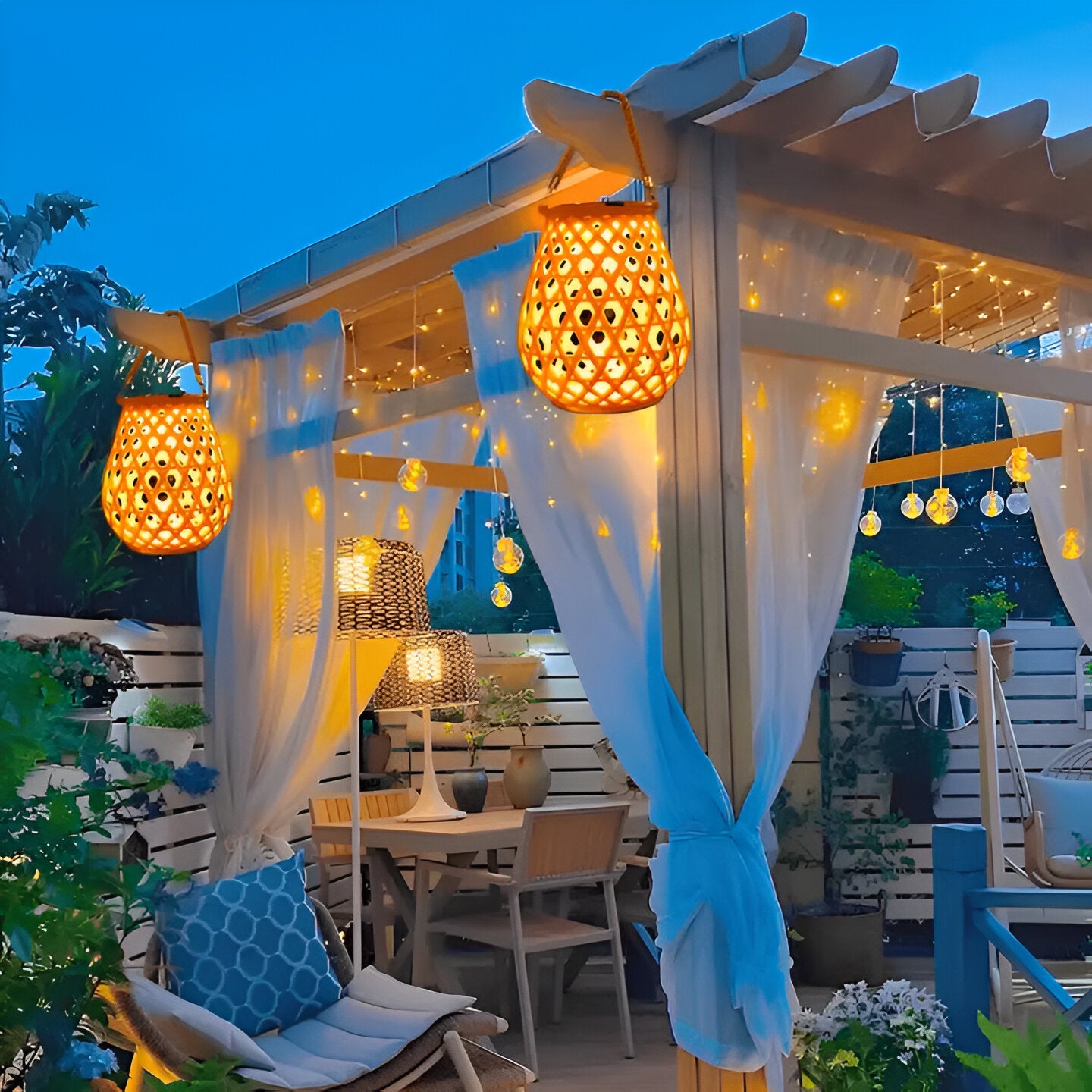 Isavora - Solar Tuinlamp met Gevlochten Bamboe-look