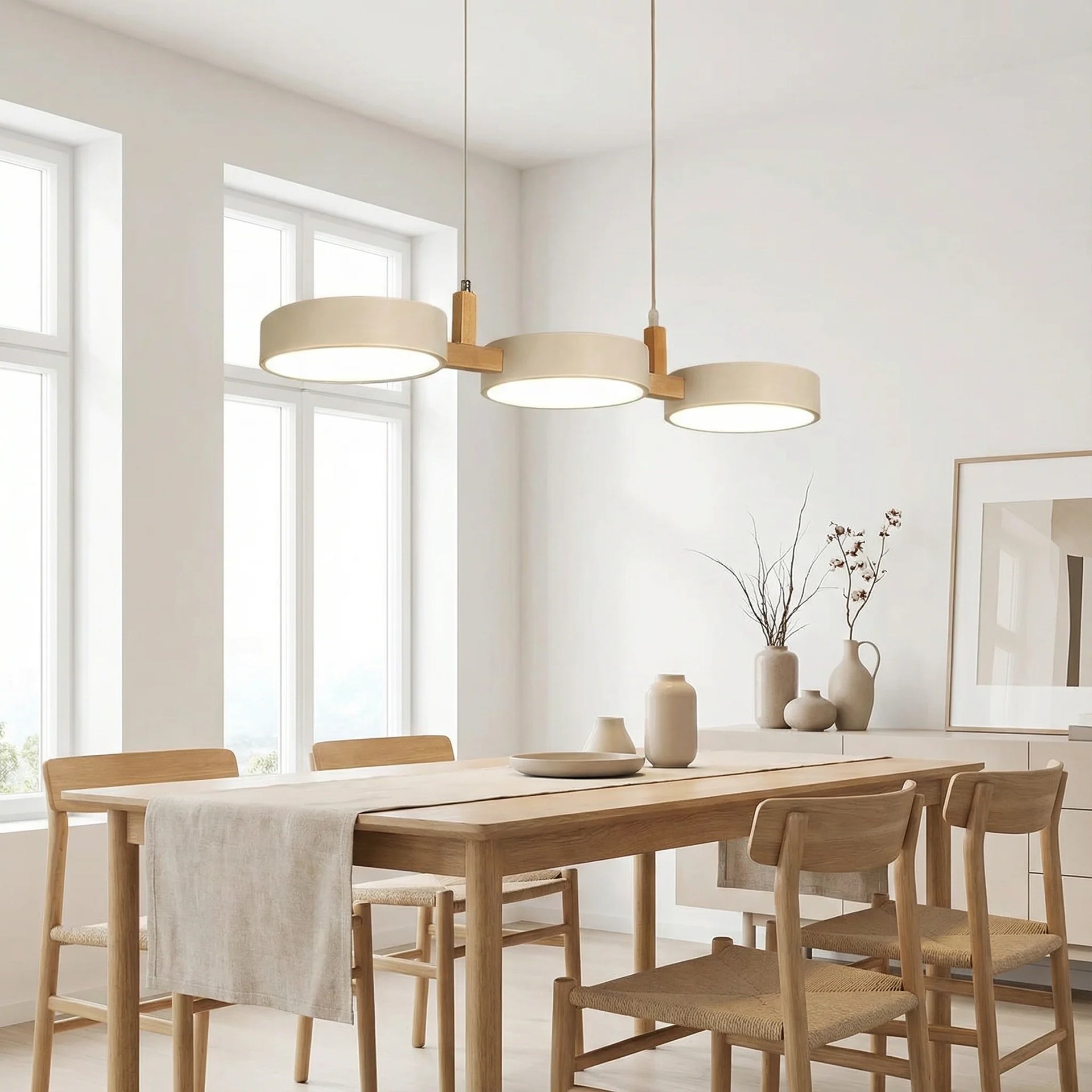 Lampada a sospensione LED moderna a forma cilindrica in avorio