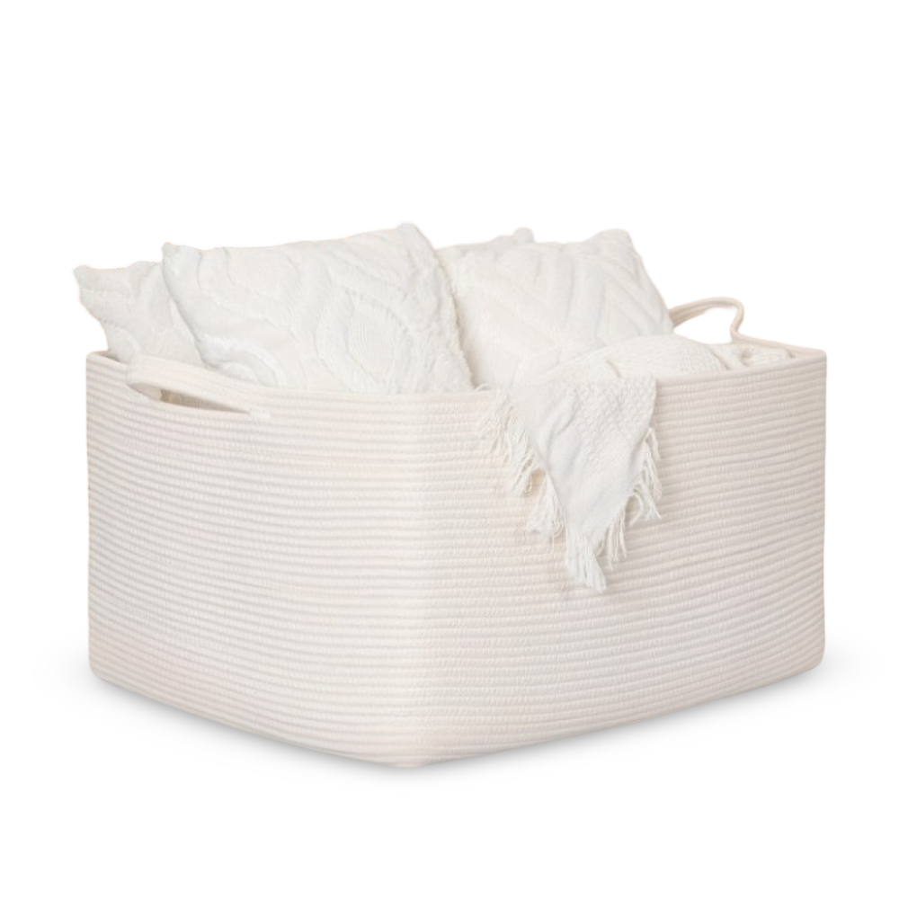 Taviora – Veľký textilný úložný kôš 45L s rukoväťami na prikrývky a prádlo