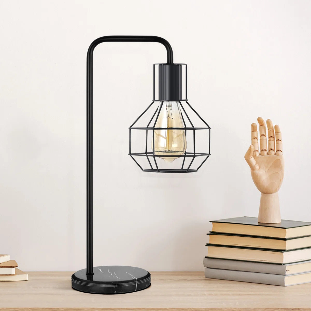 Lampada da tavolo USB in marmo nero