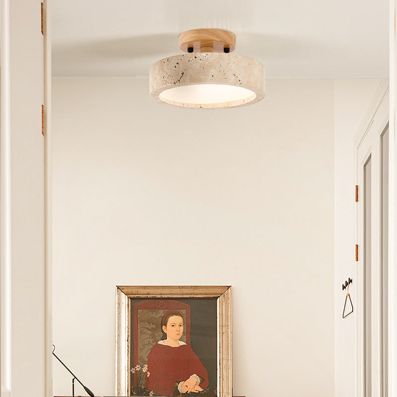 Aterna - Ronde Travertin LED Plafondlamp