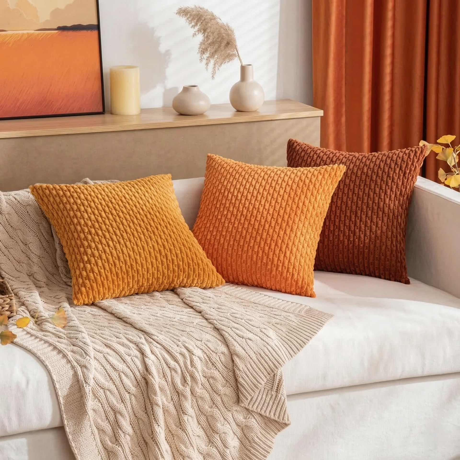 Texael - Ribbed Cushion Covers for Home Decoration