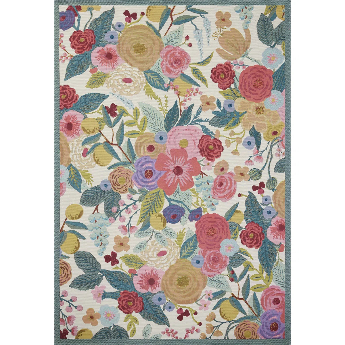 Koberec Rosalie Floral pro vnitřní i venkovní použití – vintage zahradní design, odolný koberec