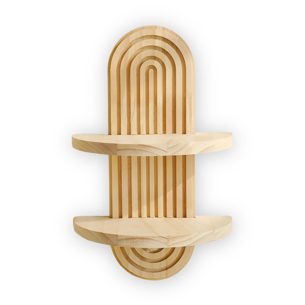 Valerio – Geometric Wooden Wall Shelf 35cm