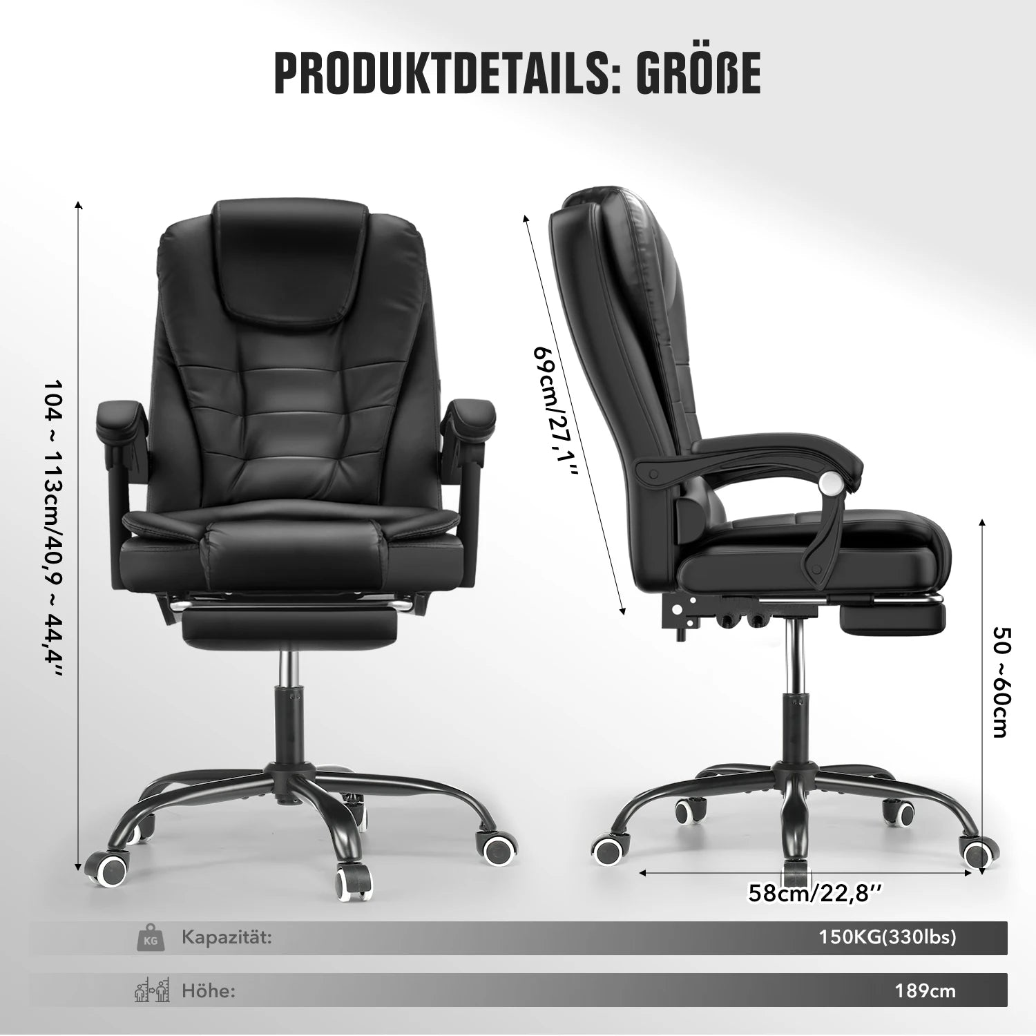 Marvellon - Ergonomická kancelárska stolička s masážnou funkciou a opierkou na nohy