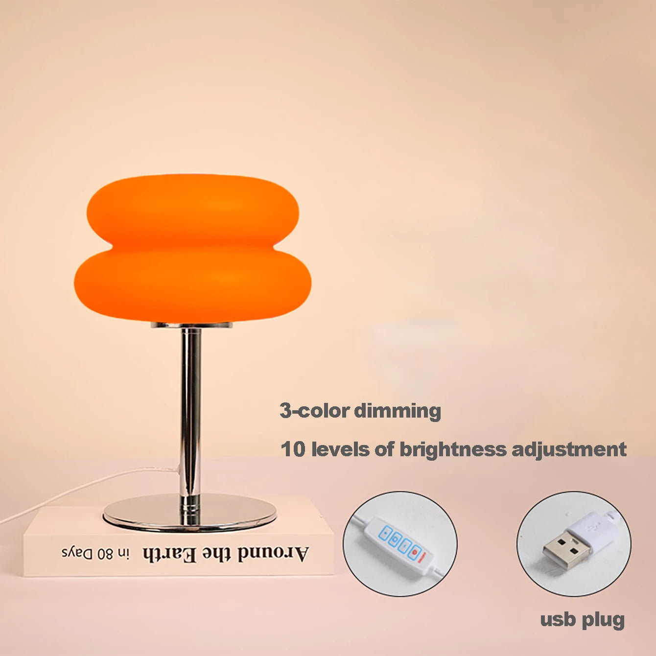 Lumorelle - Sfeervolle Bedlamp in Crèmekleur met USB en Dimbare Verlichting