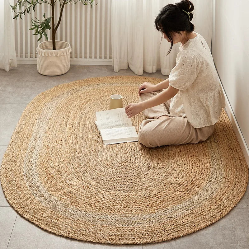 Solythea - Japans Handgeweven Jute Vloerkleed Dubbelzijdig voor Woonkamer