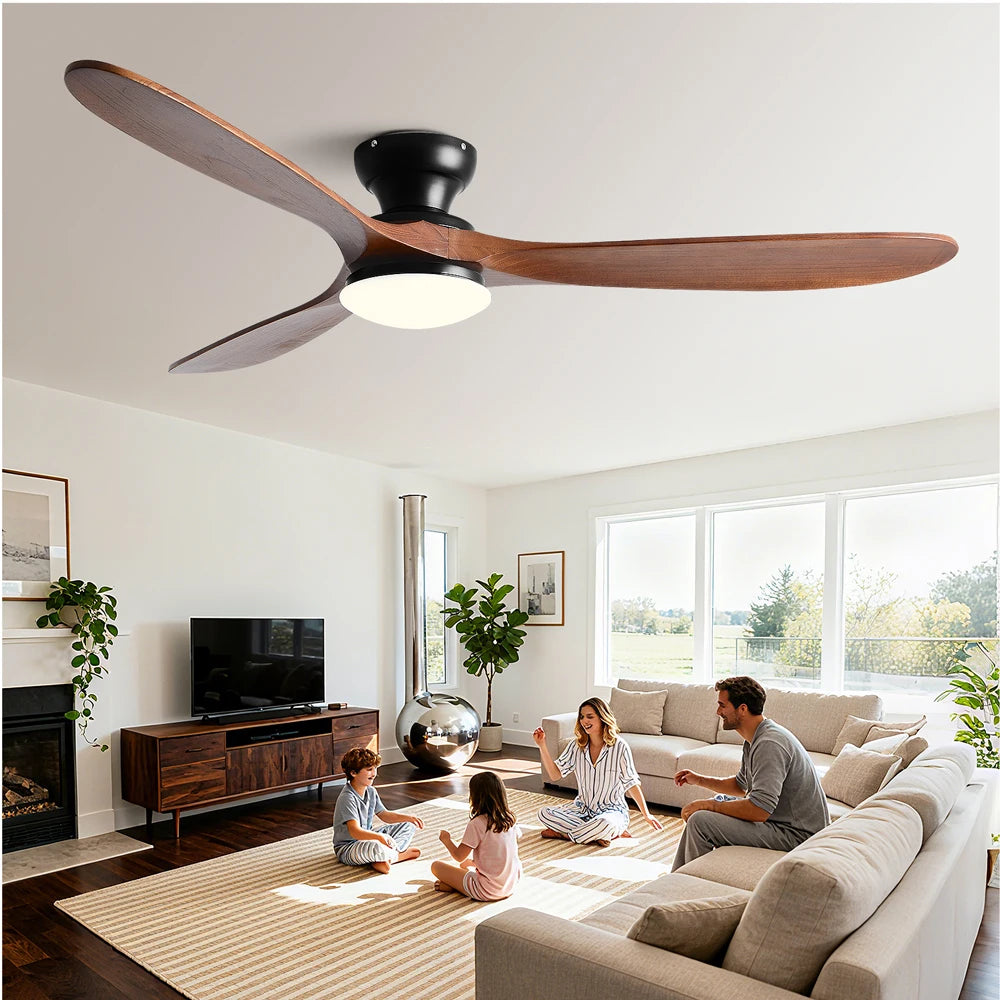 Aerovian - LED stropný ventilátor s drevenými lopatkami