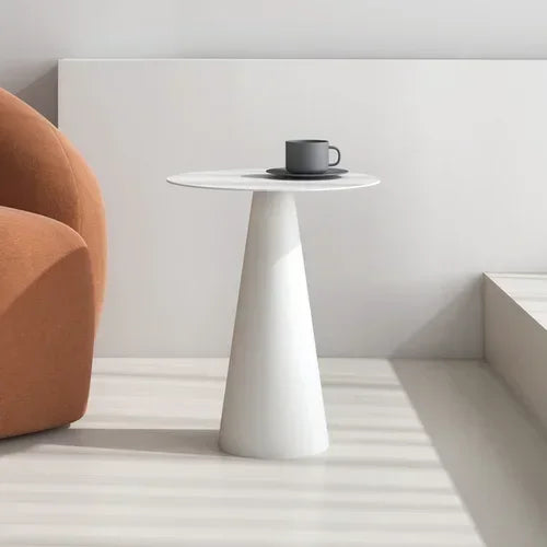 Norvian - Mesa de centro redonda de madera con ruedas minimalista