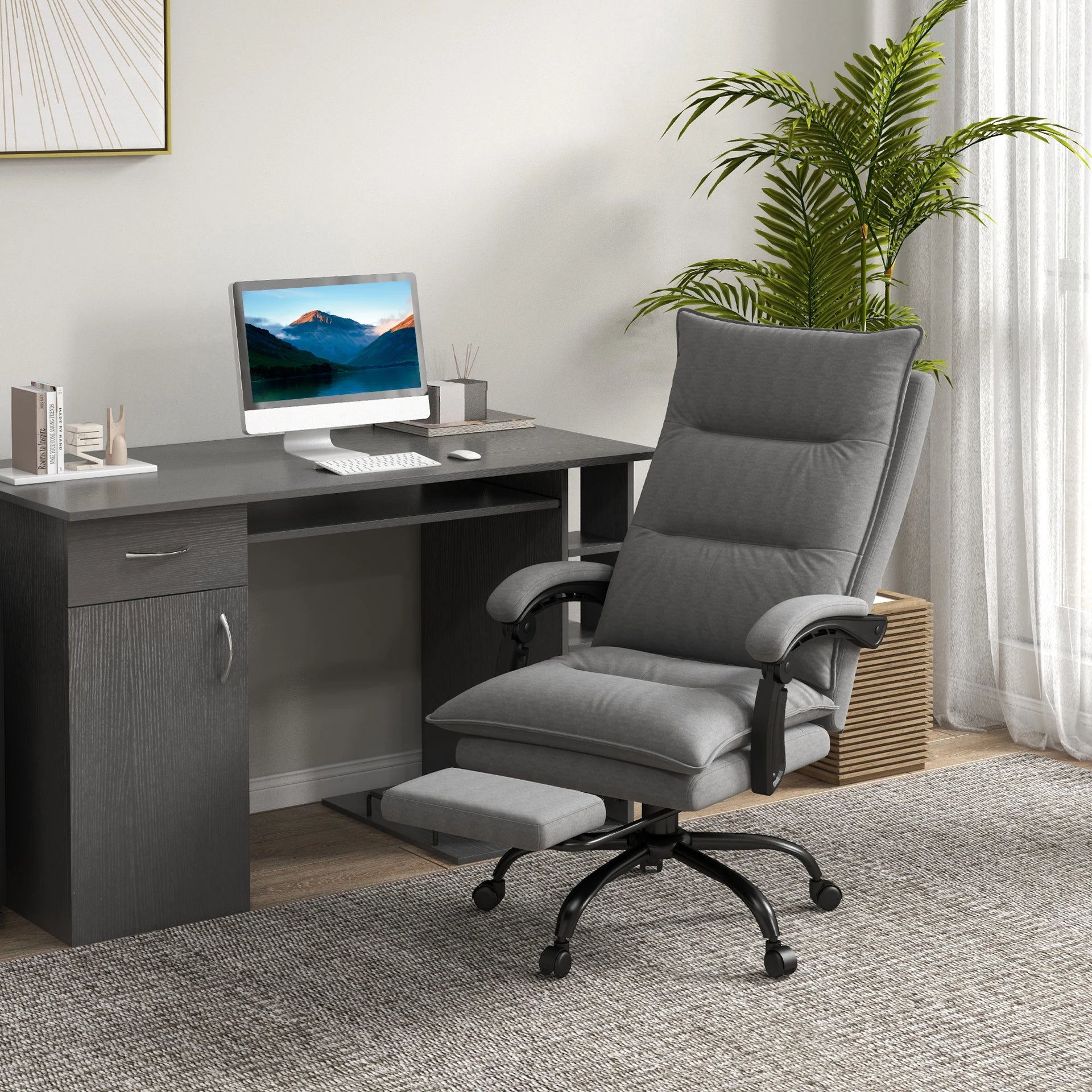 Zenon - Bureaustoel met Massagefunctie Verwarming Kantelbare Rugleuning en Voetsteun Grijs