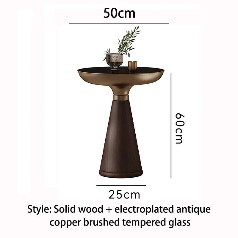 Solvaynne - Tavolino da Salotto Rotondo Nordico in Legno Design di Lusso