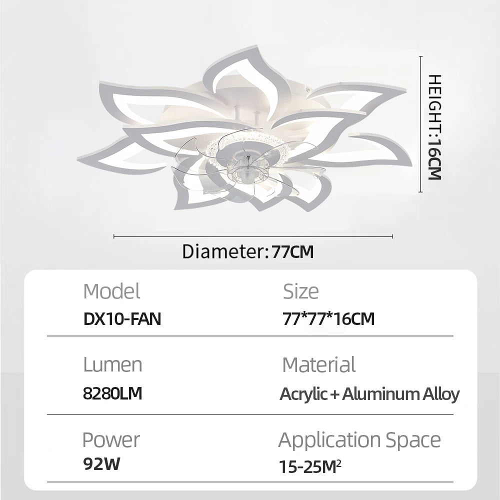 Florivon - Ventilateur de plafond intelligent Smart Bloem avec lampe LED et commande par application