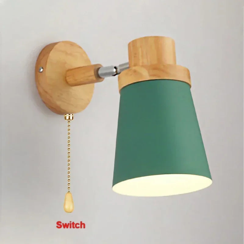 Norven – Modern LED Wall Lamp E27 Wood Metal