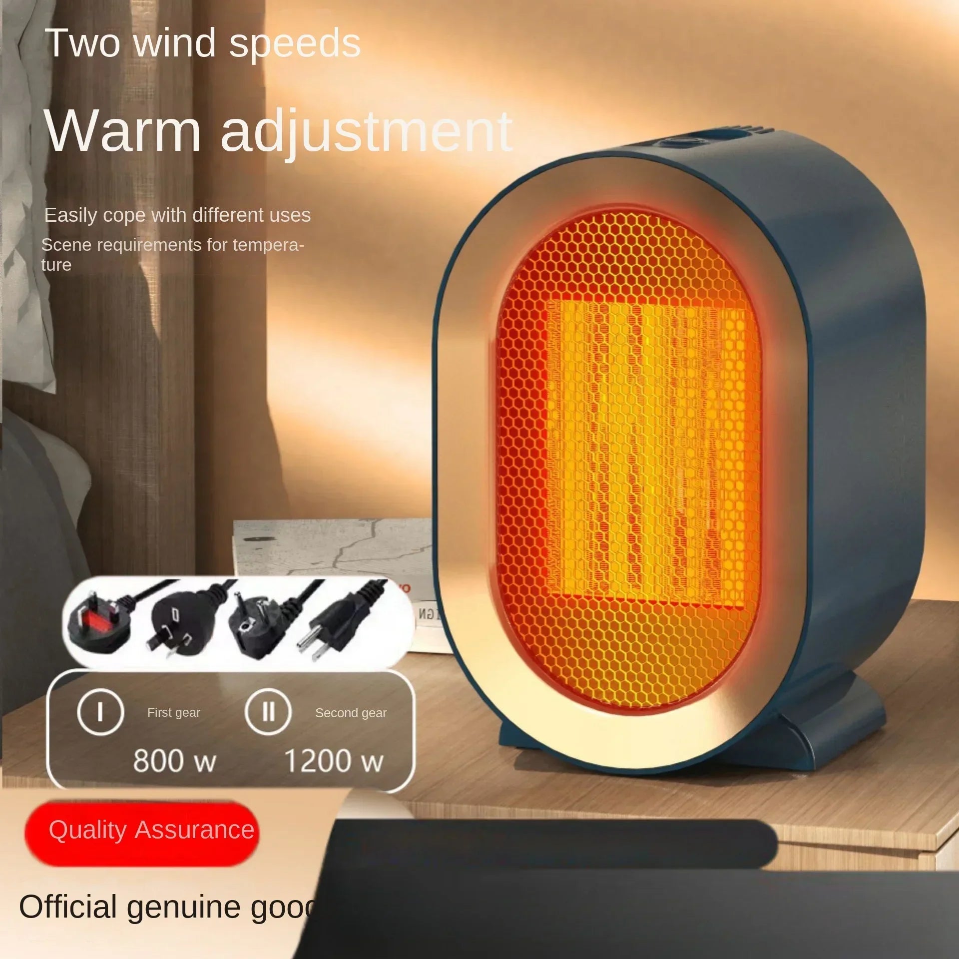 Callaia - 1200W Elektrische Ventilatorkachel Draagbare Mini Verwarming voor Bureau of Thuis