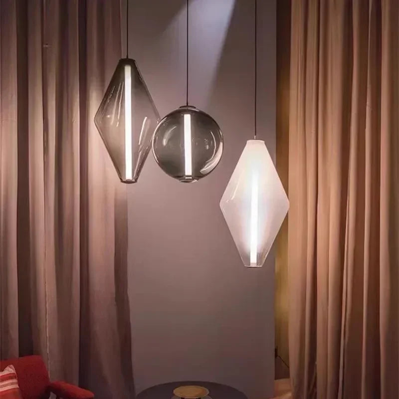 Pyrrhos - Lampade a sospensione in vetro scandinavo per camera da letto e sala da pranzo