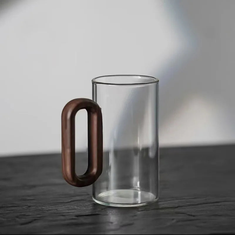 Bravion - Hittebestendige Glazen Mok Met Houten Handvat