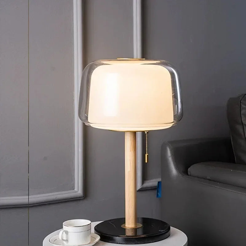 Solvara - Scandinavische Tafellamp Glazen Designlamp voor Slaapkamer en Woonkamer